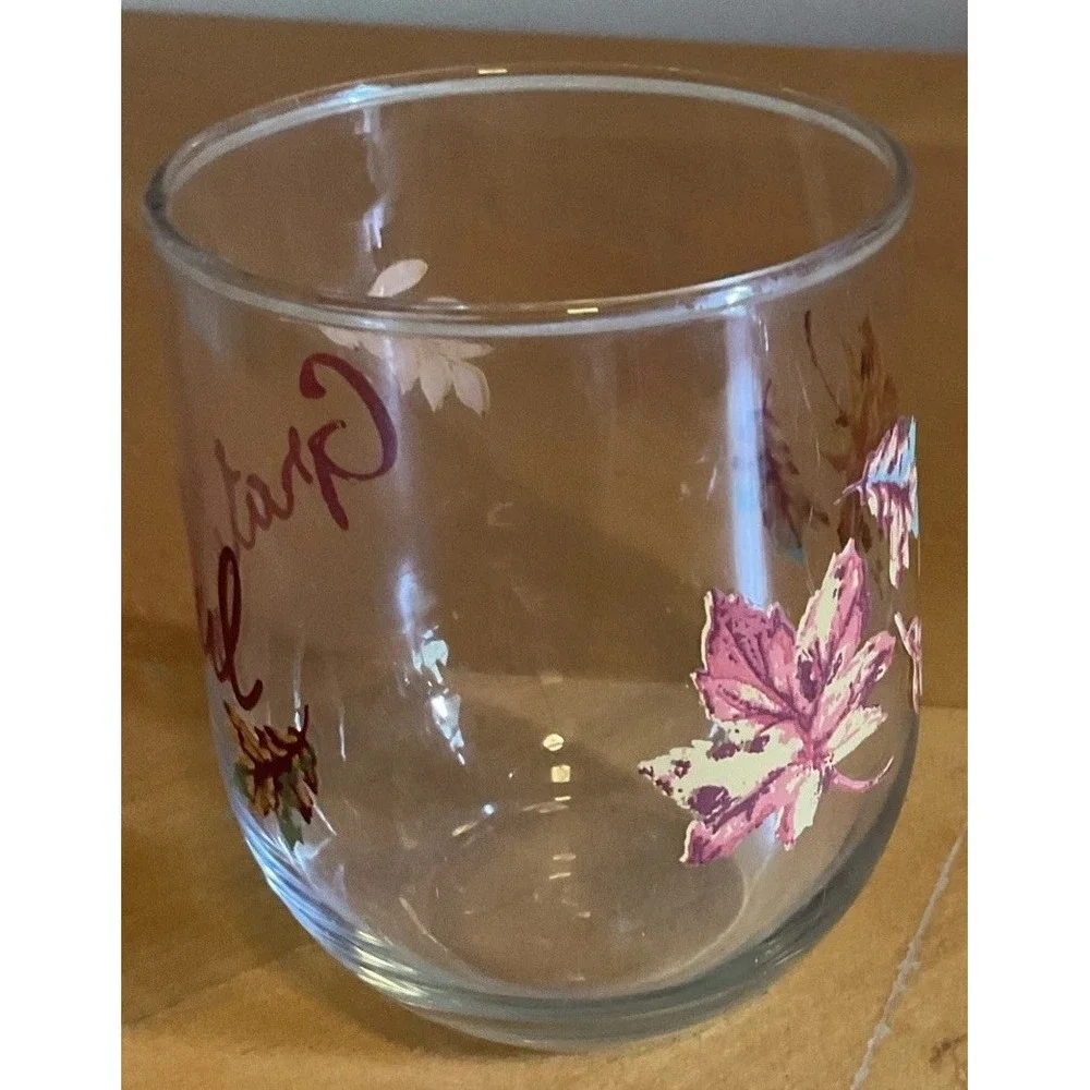 Stemless Wine Glasses Grateful 16.8 Oz‎  Autumn Leaves Beverage , Set Of 4